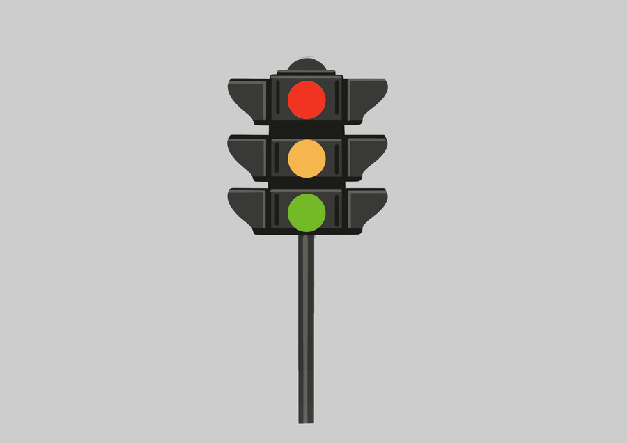 原创手绘交通安全卡通红绿灯插画