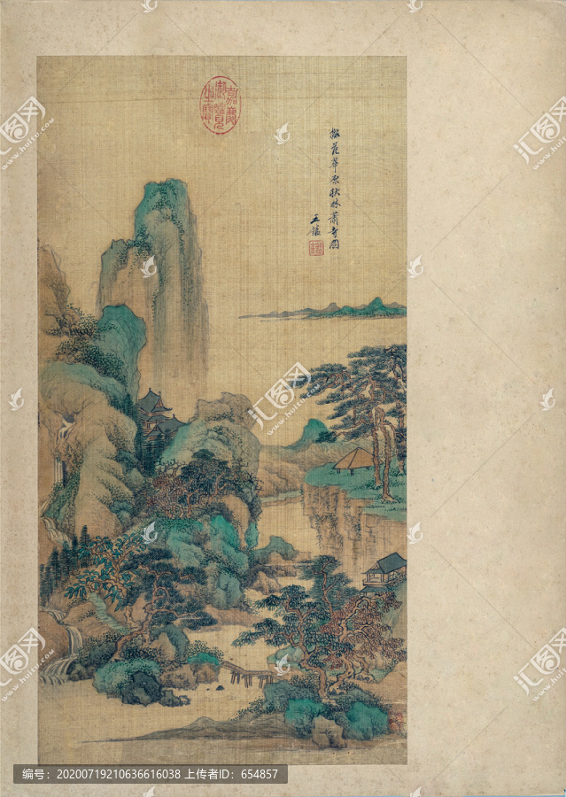 王鑒擬范華原秋林蕭寺圖