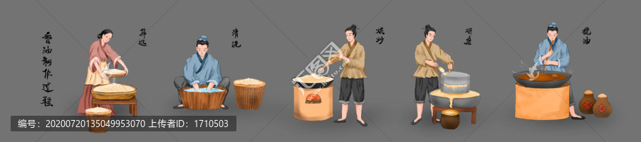 香油制作過程插畫