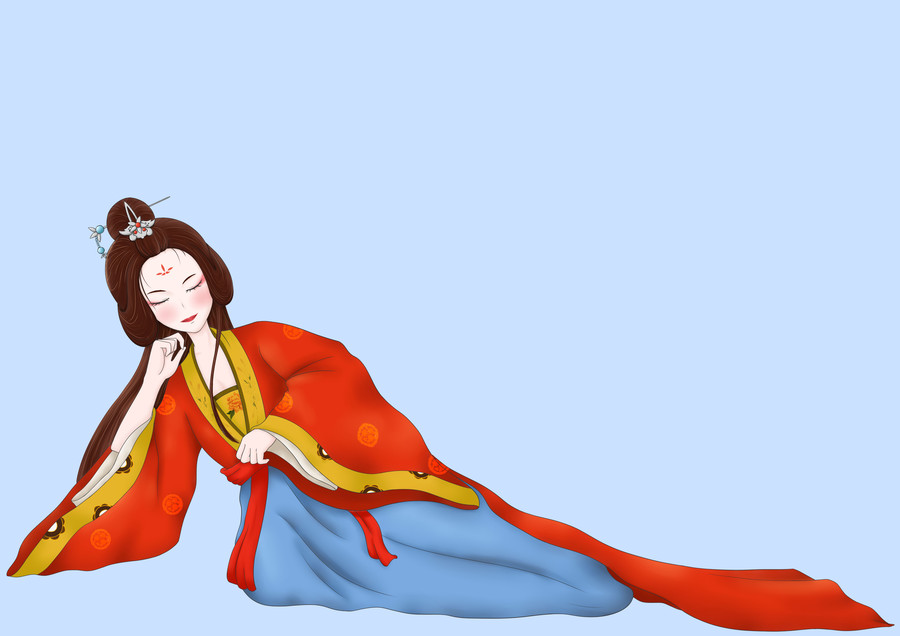 原創(chuàng)手繪中國(guó)風(fēng)古典漢服美人插畫