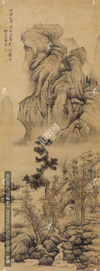 藍瑛,秋林觀泉圖
