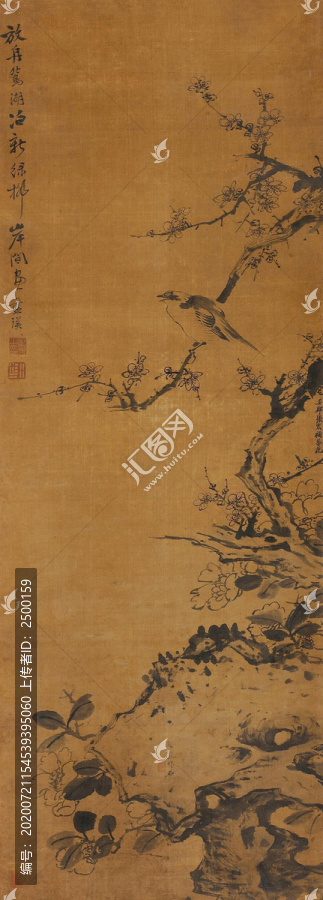 楊文驄塘岸梅雀圖
