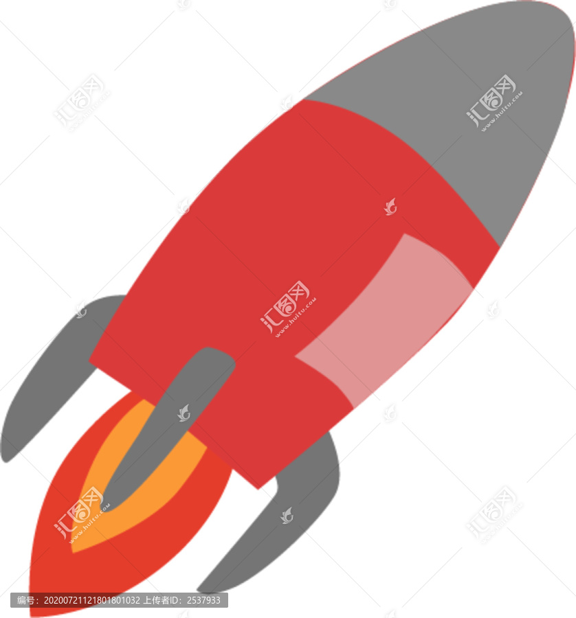 原创手绘扁平卡通红色点燃的火箭
