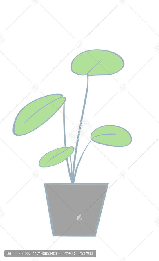 原創(chuàng)手繪扁平風(fēng)商務(wù)辦公盆栽綠植