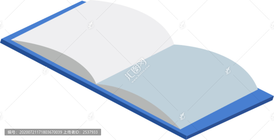 原創手繪扁平商務藍色打開的書本