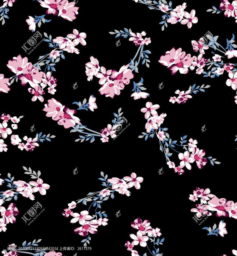 傳統(tǒng)印花設(shè)計(jì)圖小花樹(shù)葉