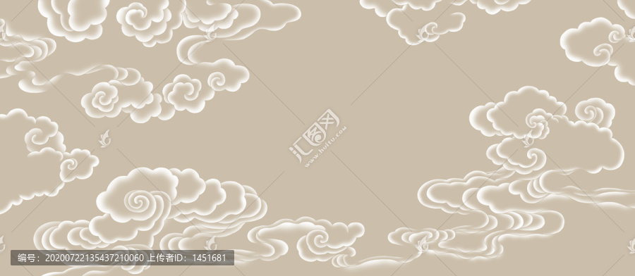 古風祥云手繪裝飾畫