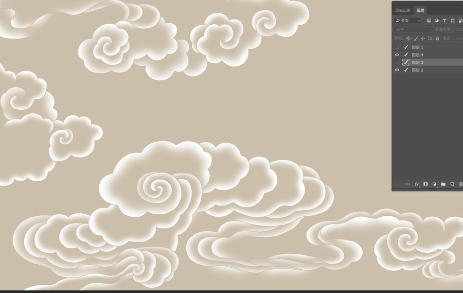 古風祥云手繪裝飾畫