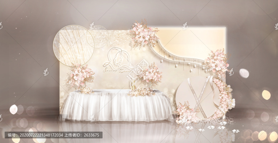 香檳色夢幻婚禮簽到區(qū)