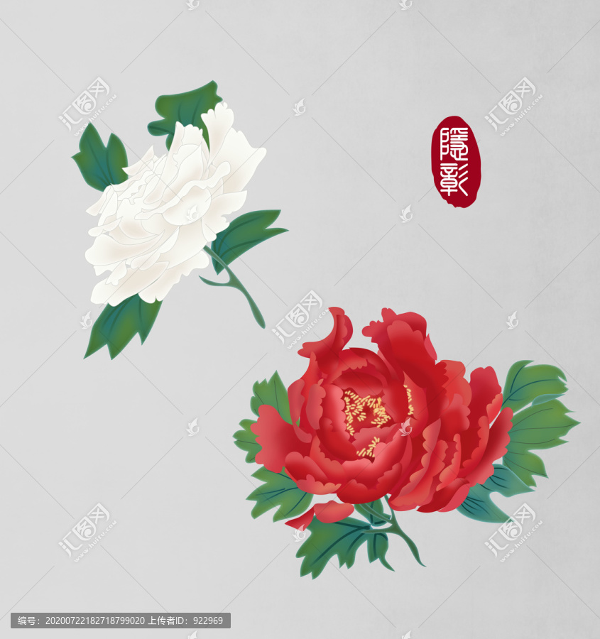 牡丹花矢量設計圖案花卉