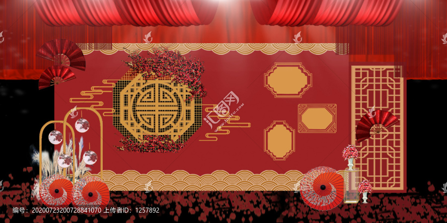 紅色中式婚禮簽到背景