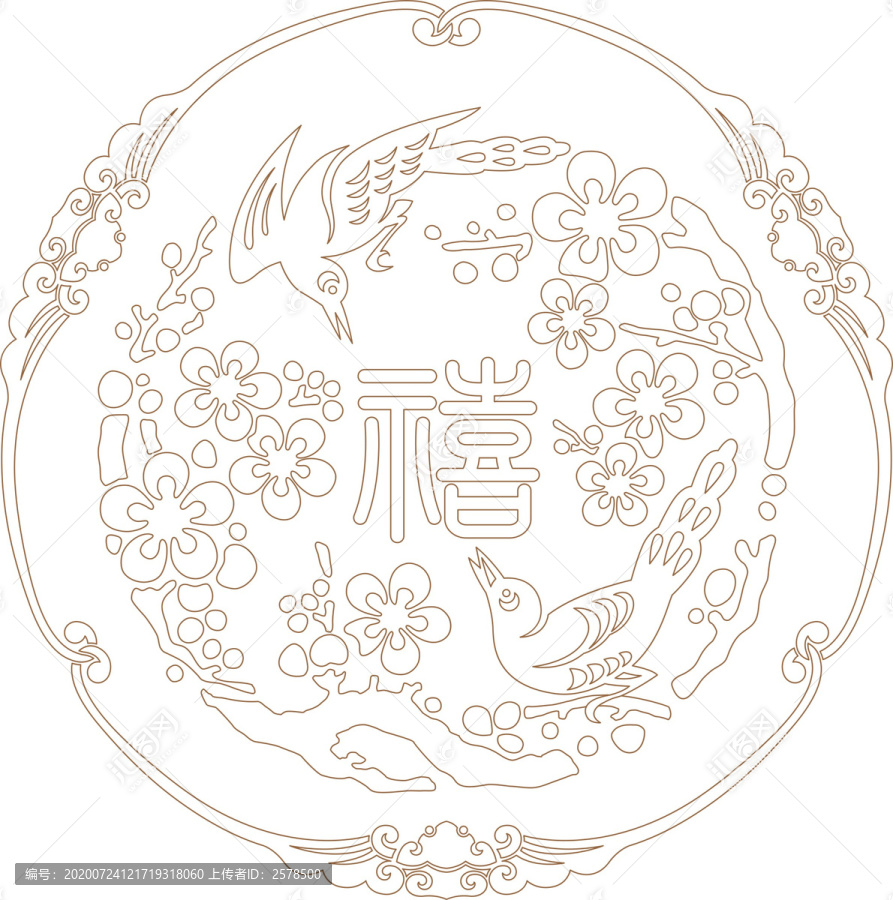福祿壽喜線稿矢量圖