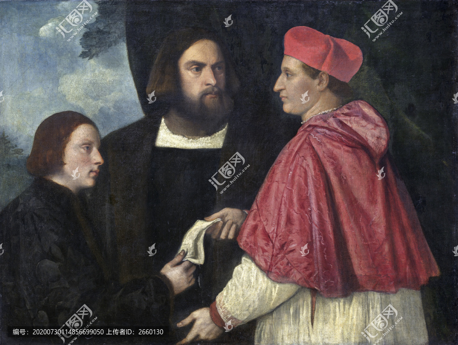 提香·韦切利奥传信的贵族男人油画