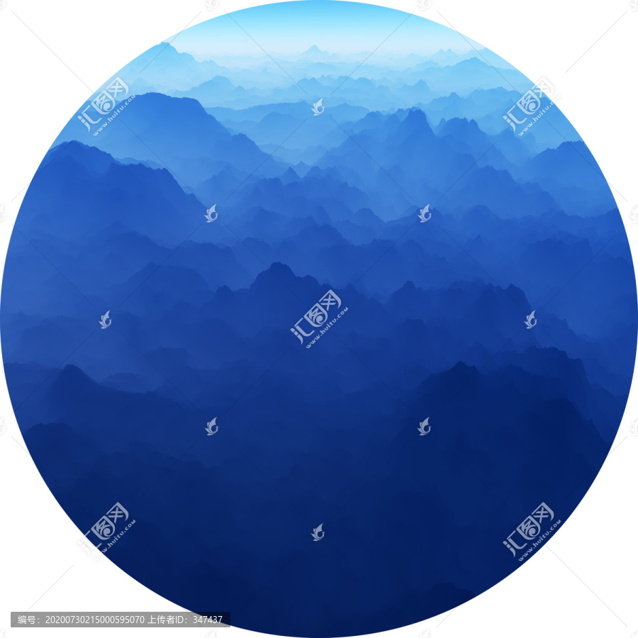 圓形意境萬重山裝飾畫