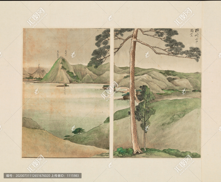 谷文晁古代日本風(fēng)光柿崎山中
