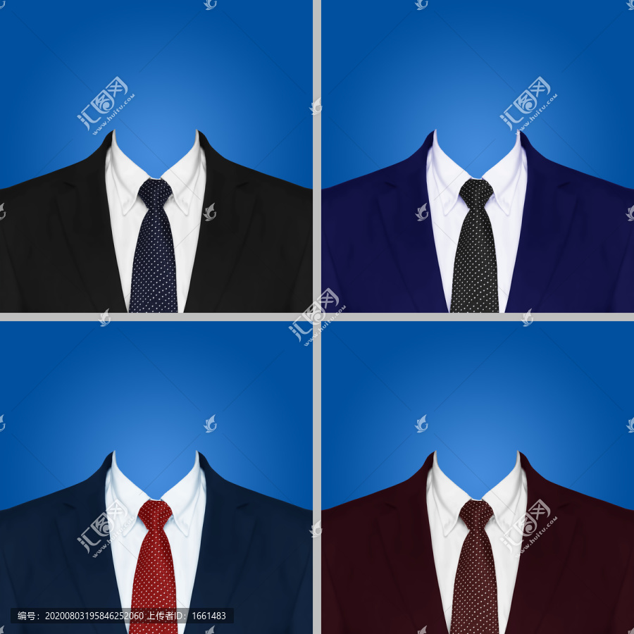 證件照換服裝透明圖層點(diǎn)領(lǐng)帶西裝