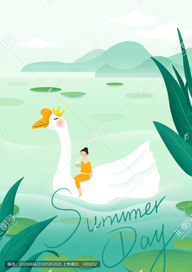 二十四節(jié)氣立夏海報(bào)大白鵝插畫