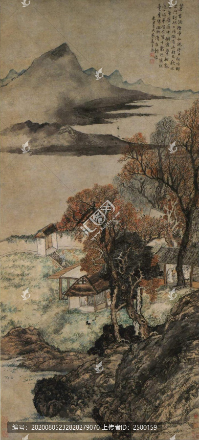 蔡嘉密樹秋庭圖