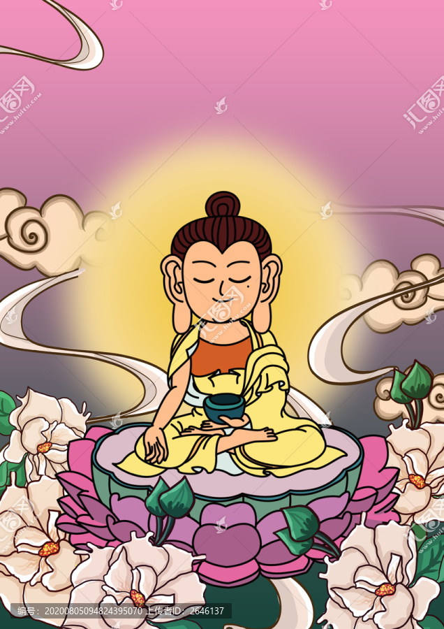 佛禪意插畫背景