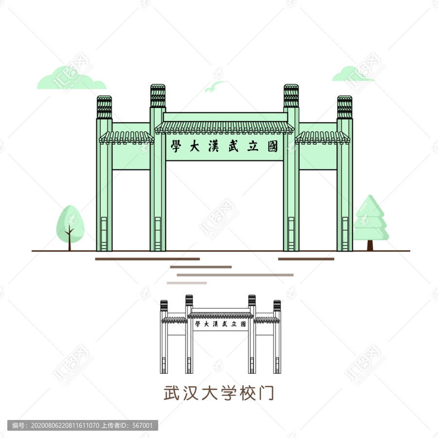 武漢大學校門插圖