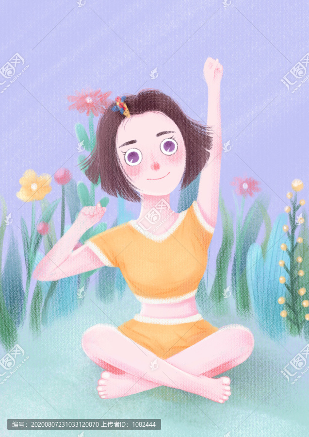 戶外健身插畫瑜伽小清新運動健康