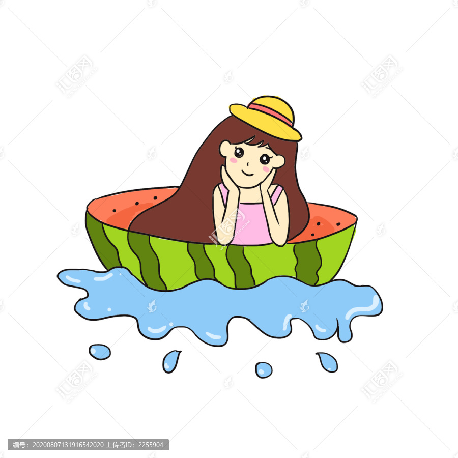 夏天西瓜手繪卡通元素