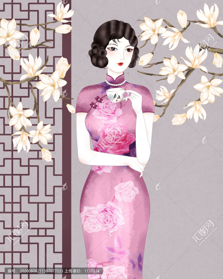旗袍美女品茶包裝