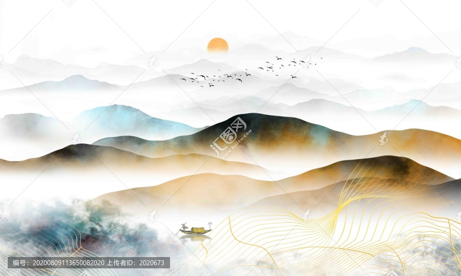 水墨山背景墻
