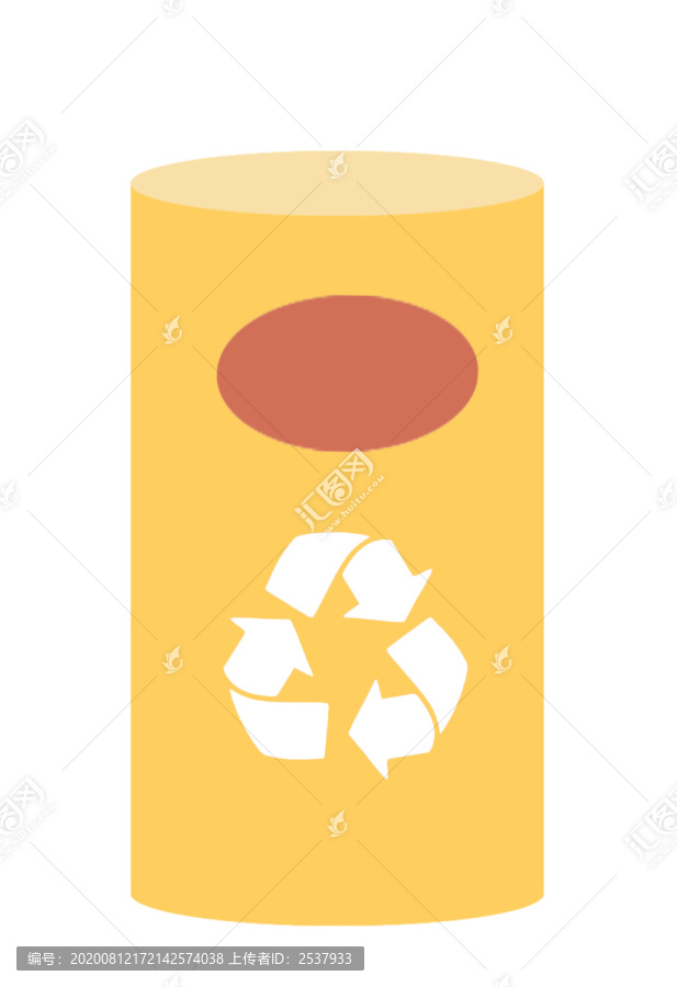 简约垃圾分类可回收物黄色垃圾桶