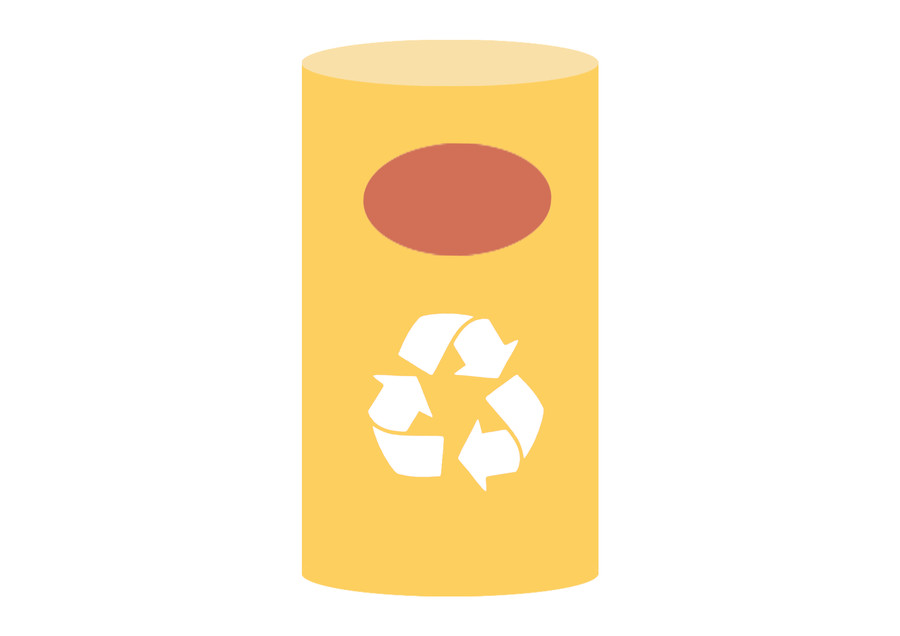 简约垃圾分类可回收物黄色垃圾桶
