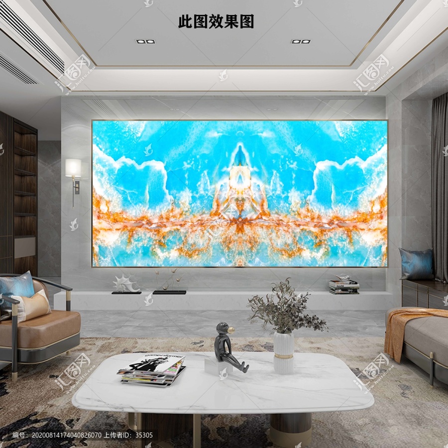 七彩天藍(lán)大理石紋理背景墻