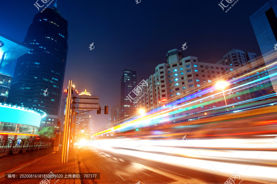 上海浦东陆家嘴城市道路夜景