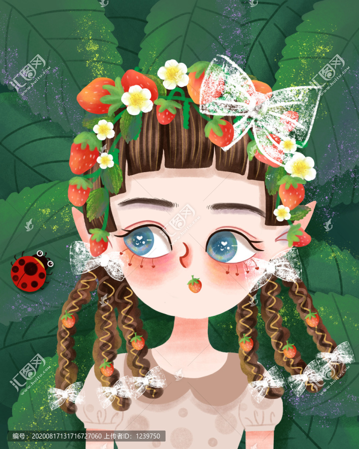 卡通唯美草莓水果女孩草莓精靈