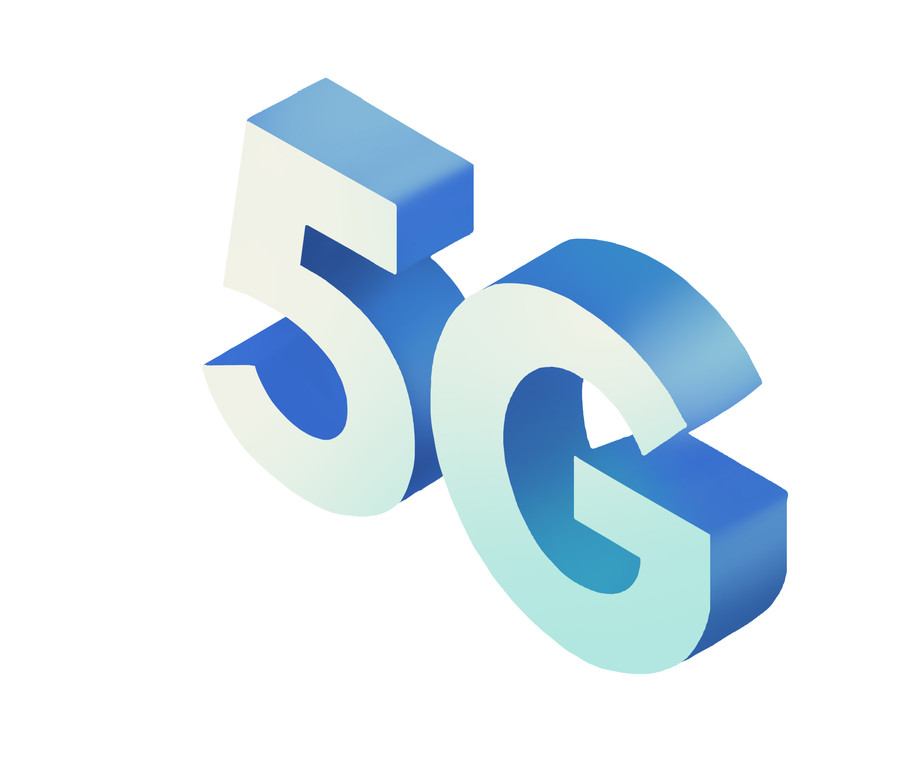 扁平藍(lán)色立體5G傾斜字體插畫