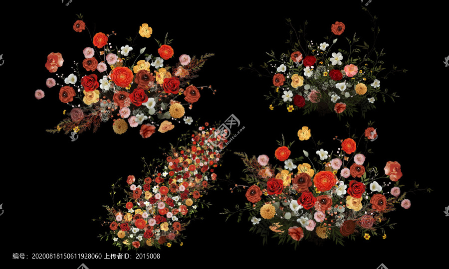 白色紅色黃色婚禮手繪花藝