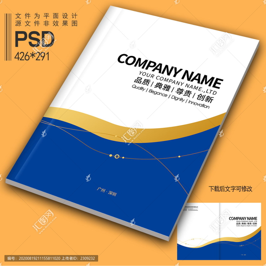 藍金色線條畫冊封面