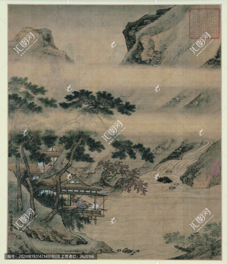 仇英臨溪水閣圖