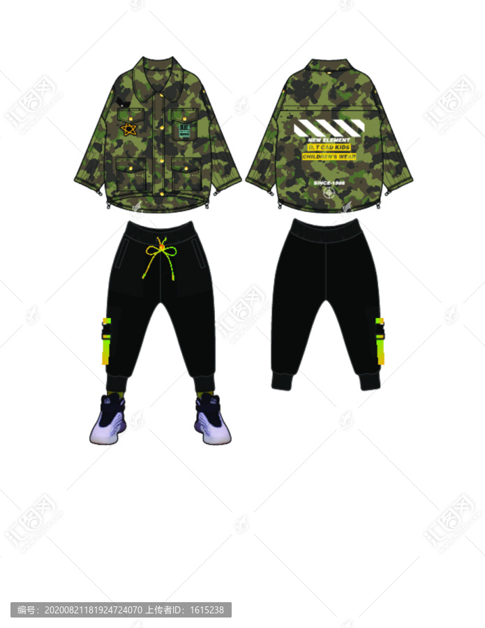 2021春秋迷彩外套童裝效果圖