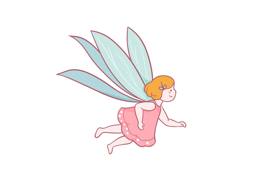 手繪卡通蜻蜓精靈小女孩插畫(huà)