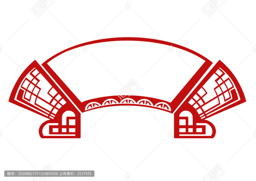 紅色剪紙風(fēng)扇形中國風(fēng)邊框設(shè)計(jì)