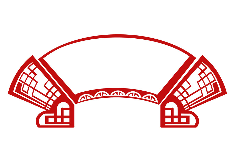 紅色剪紙風(fēng)扇形中國風(fēng)邊框設(shè)計(jì)