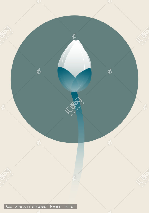 古風(fēng)中秋荷花插畫透明白蓮花