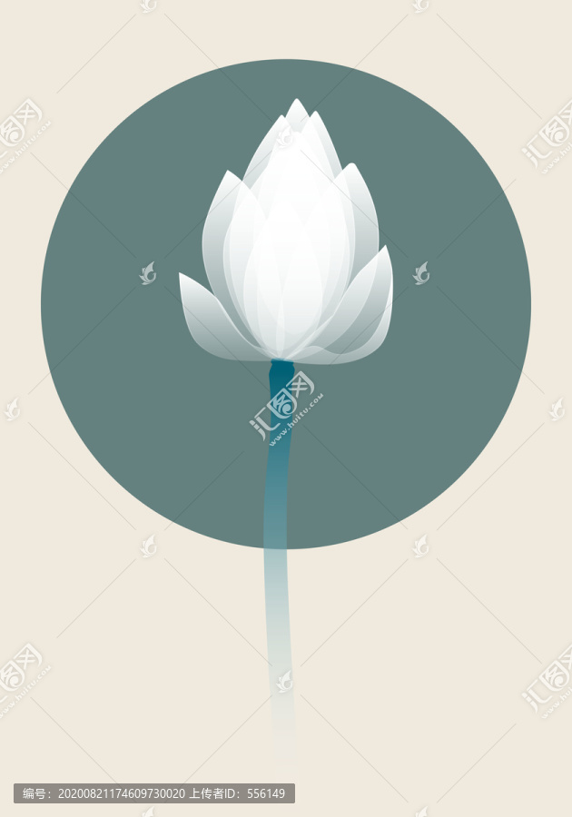 古風(fēng)中秋荷花插畫透明白蓮花