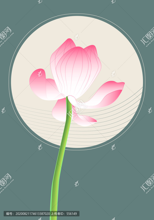 古風(fēng)中秋荷花插畫(huà)粉色蓮花