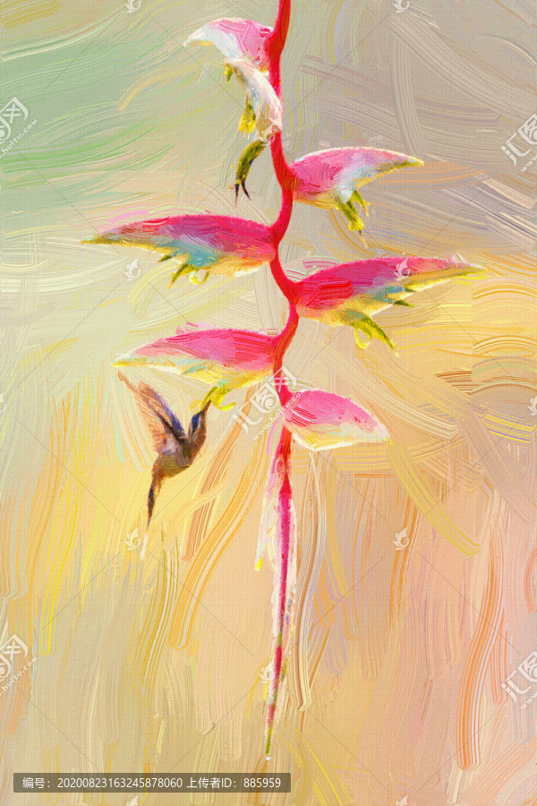 高清裝飾畫油畫花鳥