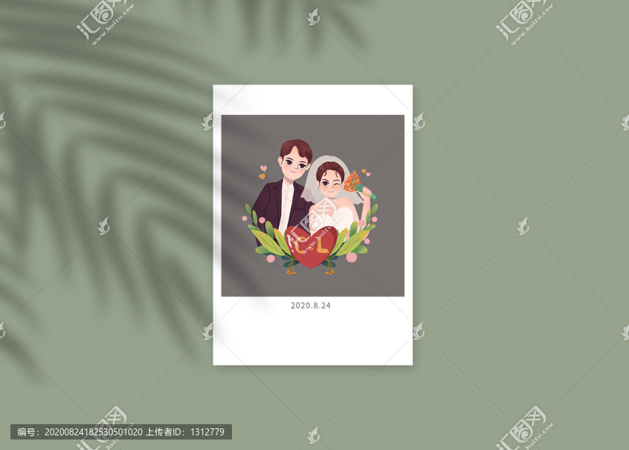 婚禮新人人物頭像插畫(huà)