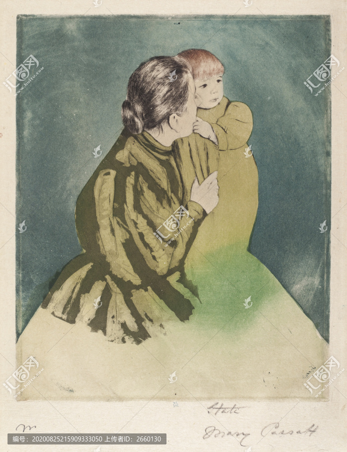 玛丽·卡萨特抱小女孩的夫人油画