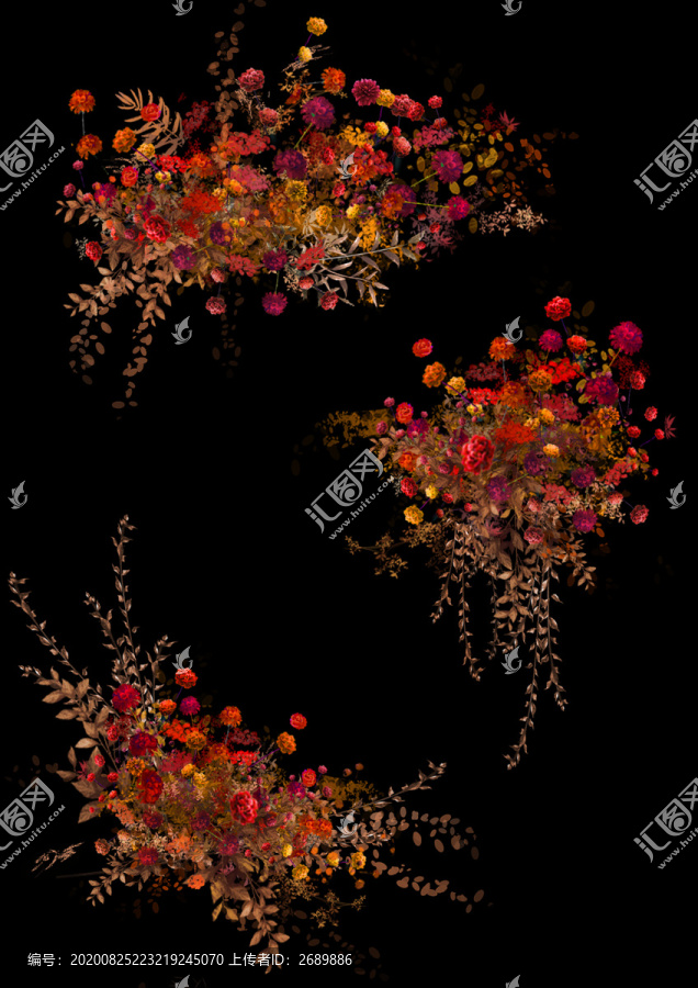紅色紅金色婚禮花藝