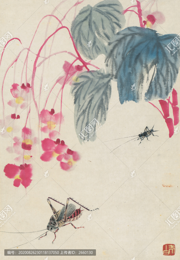 齊白石畫蟲草圖