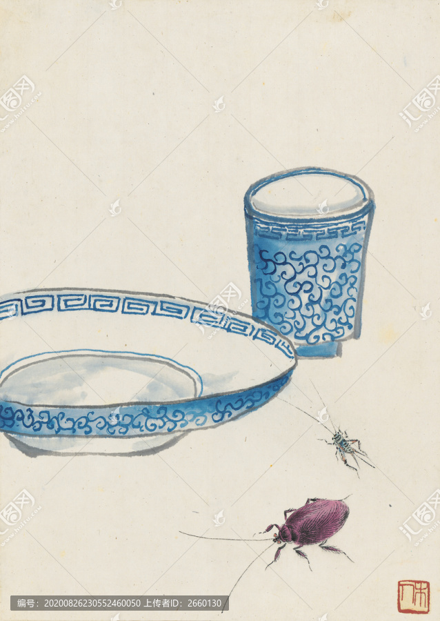 齊白石畫蟲草圖